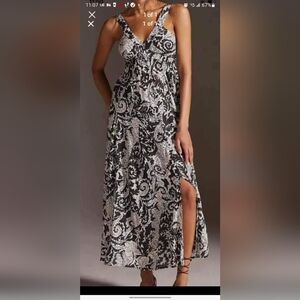 Chic Black and White Floral Maxi Dress